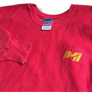 Vintage Champion Reverse Weave Red Crewneck Sweatshirt Sz M‎ Embroidered Y2K